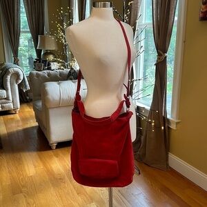 Laura Di Maggio Red Suede Slouchy Crossbody Bag